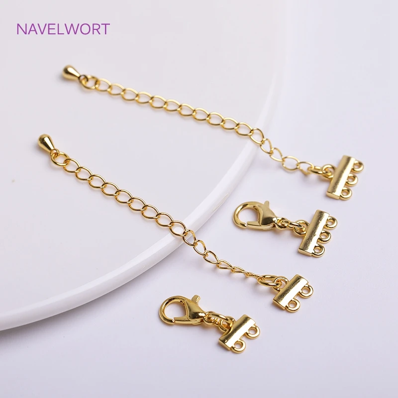 Top Trends: 18K Gold Plated Layer Clasp Pendant Bails Connector Drop, Brass Metal Lobster Clasps Extension Chain DIY Jewelry Making Accessory Shoppable Styles