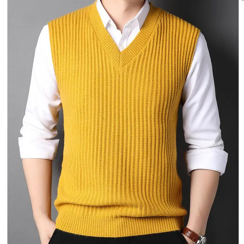 Top Trends: 2022 Sweater Vest Men Plus Size S-4XL Spring Autumn Oversize Mens Vests Solid Simple All-match V-neck Couples Retro Khaki Soft Shoppable Styles