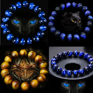 Top Trends: 6 / 8 / 10 / 12mm Gorgeous Blue Tiger Eye Bracelets For Men Women Natural Tiger Eye Stone Beads Bracelet Buddha Bracelets Unisex Shoppable Styles - Image 2