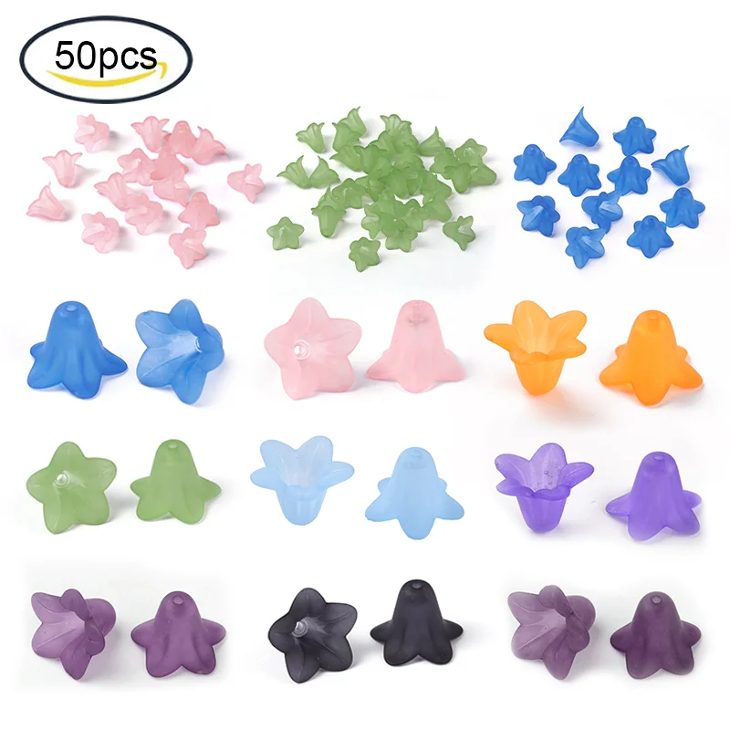 Top Trends: 50PCS Transparent Acrylic Beads Frosted Flower Light Blue 17.5x12mm Hole: 1.5mm Shoppable Styles