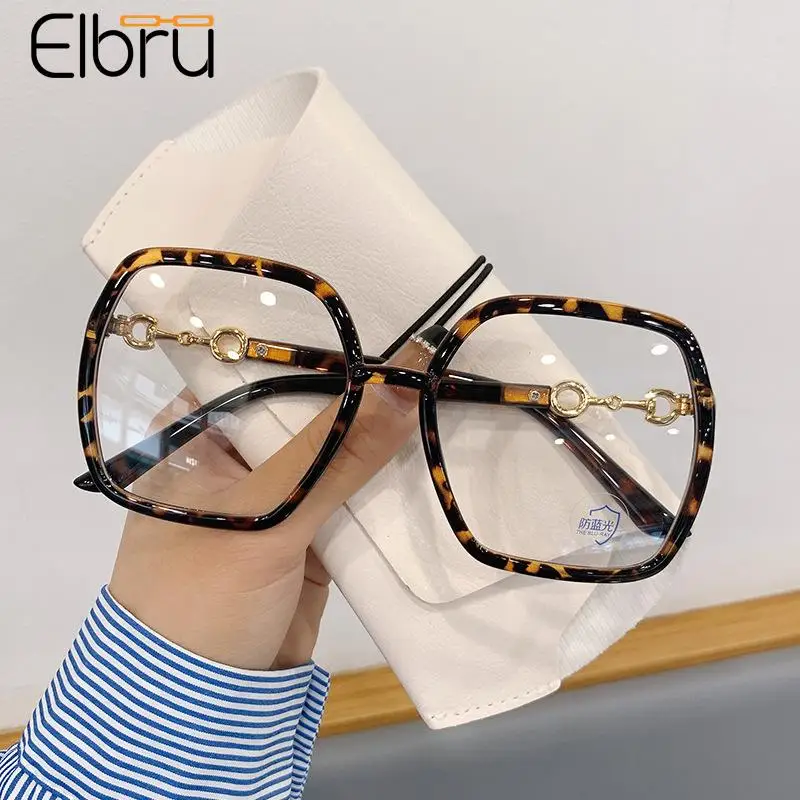 Top Trends: Elbru Anti Blue Rays Myopia Glasses Women Men Big Frame Clear Nearsighted Eyeglasses Shortsighted Myopic Eyewear Diopters 0-1-4 Shoppable Styles