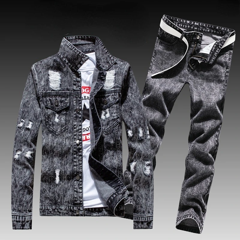 Top Trends: 2023 New Fashion Men&#039;s Casual Denim Coat With Long Pants A Suit Korean Version Of The Trend Handsome Jacket Men&#039;s Waistcoat Shoppable Styles