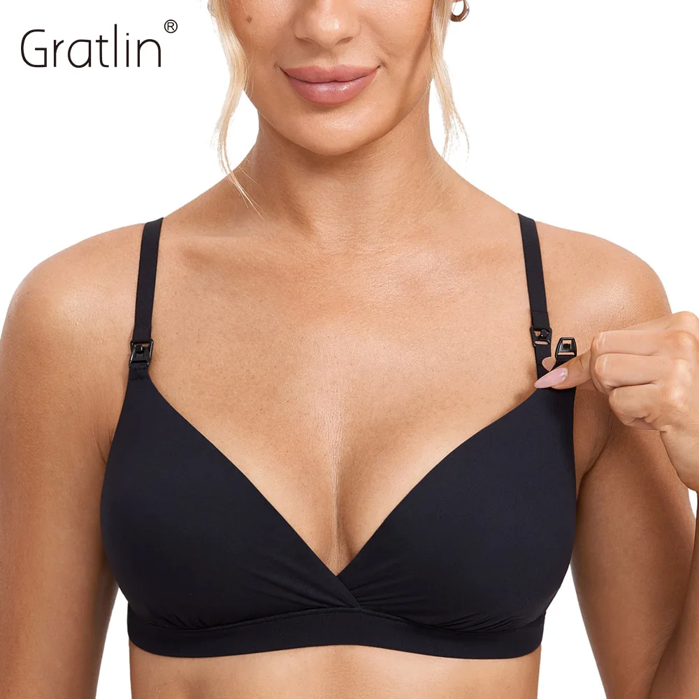 Top Trends: GRATLIN Maternity Nursing Bra Without Bones Natural Fit Crossover Breastfeeding Wirefree Lining For Pregnant Women Lingerie Shoppable Styles