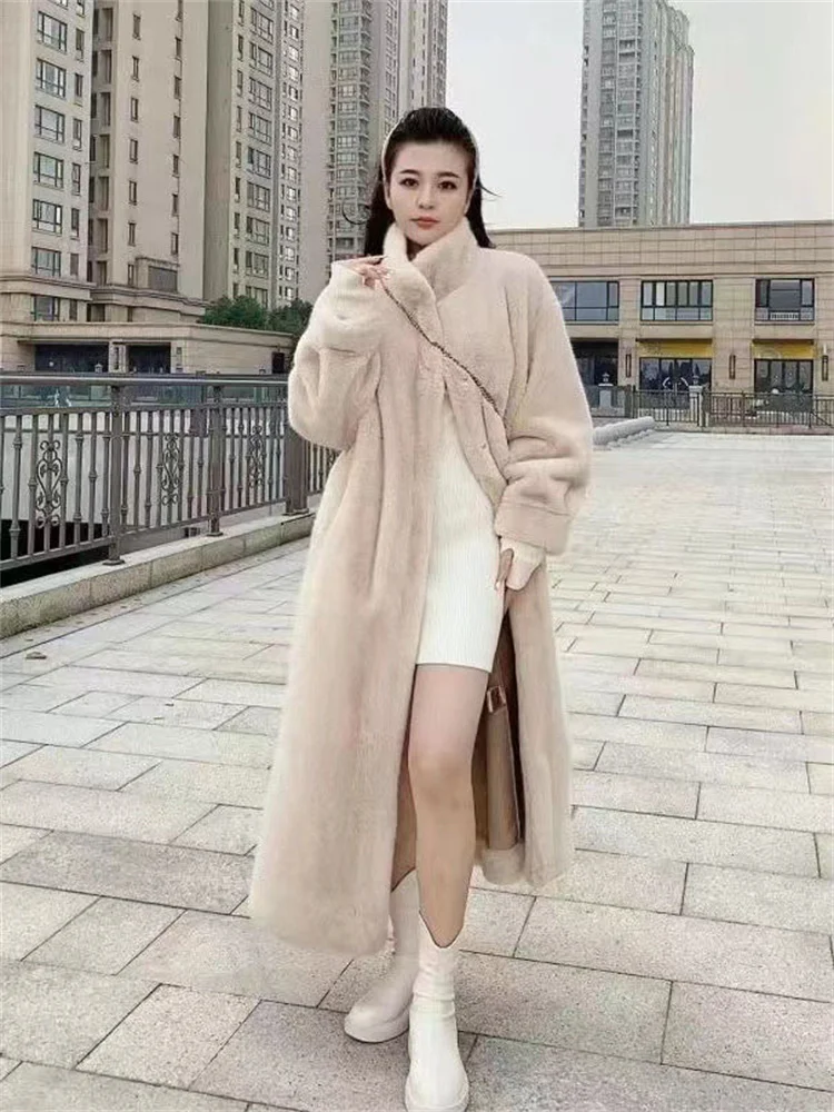 Top Trends: Mink Fur Coat Waterproof Apricot Faux Mink Fur Coat Stand Collar 2024 Winter New Fashion Long Thick Warmth Clothing Shoppable Styles