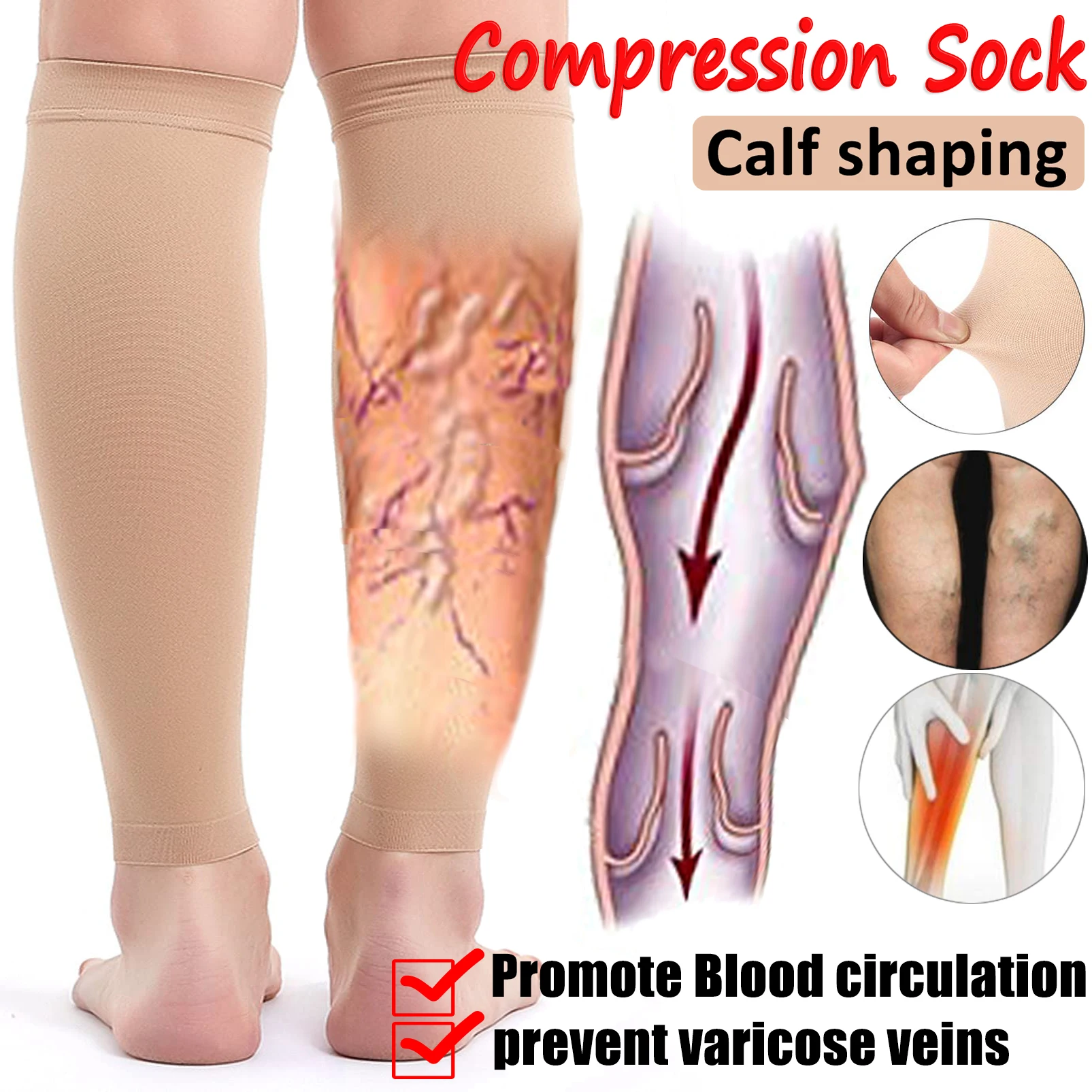 Top Trends: 1pair Compression Socks Prevent Calf Varicose Veins Soreness Women Slimming Sock Men Outdoor Sports Pressure Calf Stocking Sock Shoppable Styles