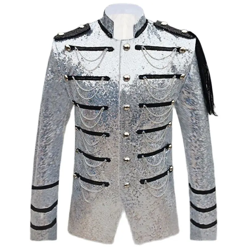 Top Trends: Sequin Embellished Blazer Jacket Men Stage Party Mens Suit Jacket Military Dress Tuxedo Men Blazer Singer Show DJ Costume Homme Shoppable Styles - Image 5