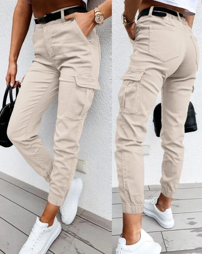 Top Trends: Women&#039;s Pants 2023 Summer Fashion Pocket Design High Waist Casual Plain Skinny Daily Long Cargo Pants Y2K Streetwear Shoppable Styles