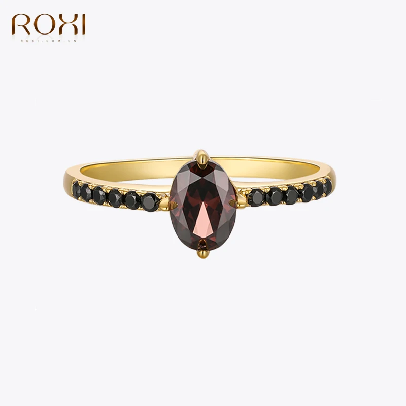 Top Trends: ROXI Egg Shape Exquisite Black Crystal Rings For Women Couple Wedding Rings 925 Sterling Silver Engagement Ring Gift Jewelry Shoppable Styles