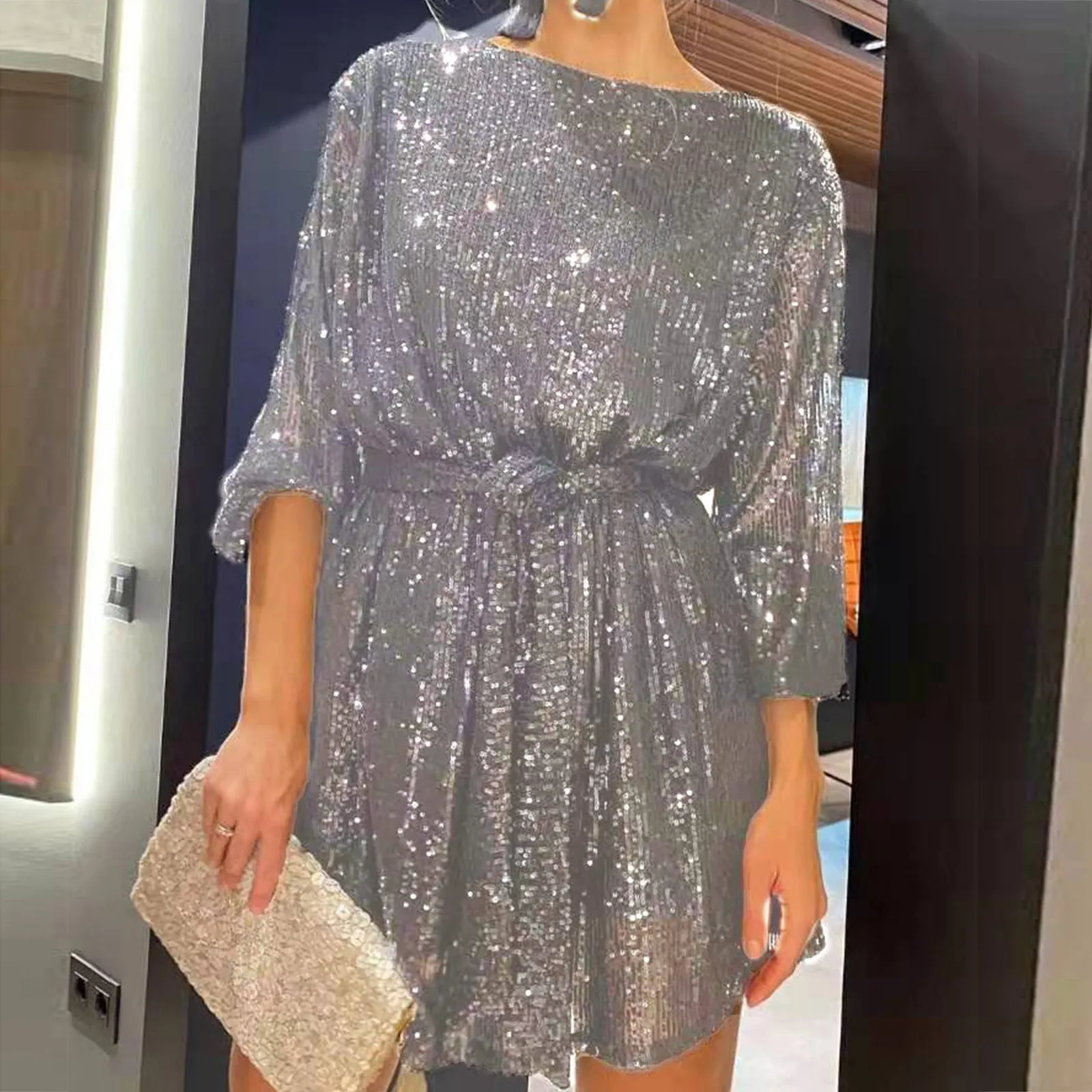 Top Trends: 2024 New Women&#039;s Dress Fashion Temperament Elegant Sexy Sequined Dresses Holiday Party Cocktail Party Dress Evening Dress Shoppable Styles