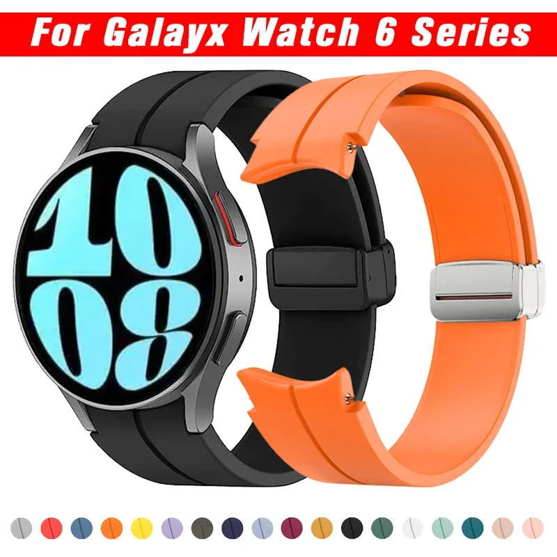 Top Trends: Original Silicone Strap For Samsung Watch 6 40MM 44MM Sport Rubber Band Magnetic Buckle For Galaxy Watch 6 Classic 43MM 47MM New Shoppable Styles