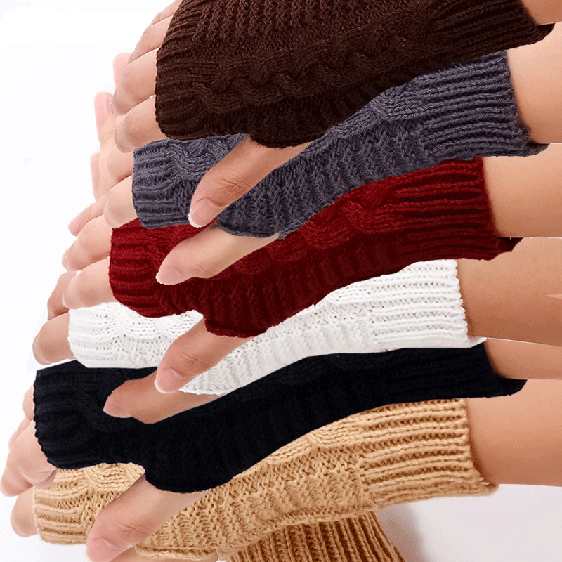 Top Trends: New Long Fingerless Knitted Gloves Women‘s Mitten Winter Arm Warmer Arm Sleeve Casual Soft Girls Goth Clothes Punk Gothic Glove Shoppable Styles