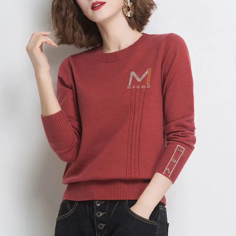 Top Trends: Fashion O-Neck Knitted Button Loose Letter Korean Sweater Women&#039;s Clothing 2022 Autumn New Casual Pullovers All-match Warm Tops Shoppable Styles