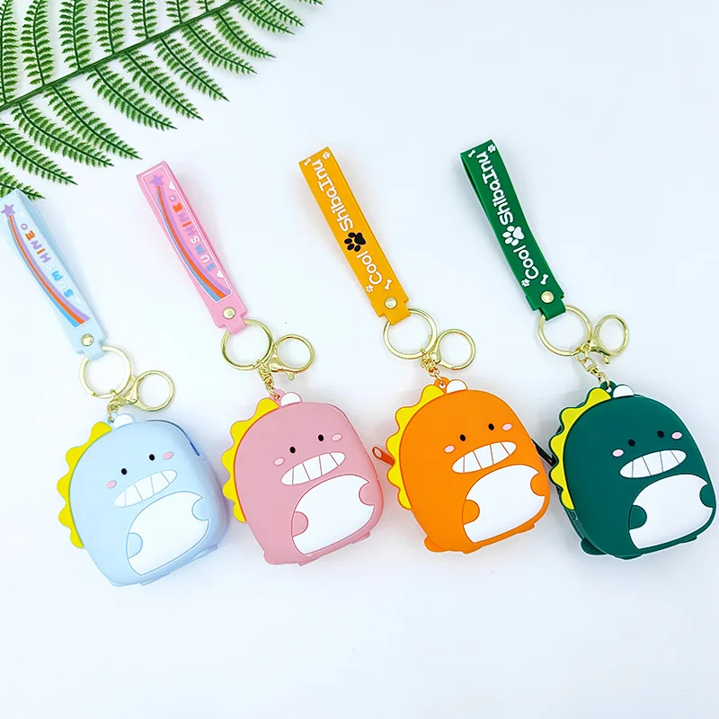 Top Trends: Women's Mini Dinosaur Silicone Coin Purse Soft Storage Bag Wallet Cute Cartoon Keychain Bag Pendant Earphone Small Bag Shoppable Styles