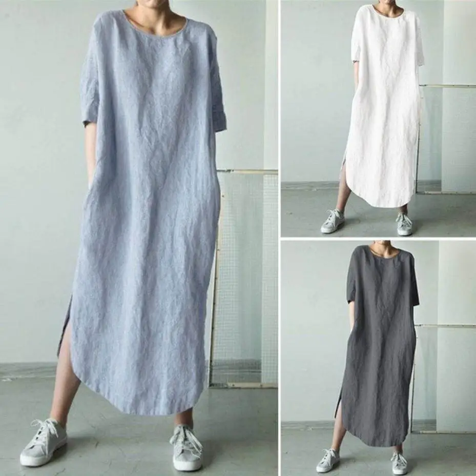 Top Trends: Linen Loose Maternity Tops Dresses For Pregnant Women Pleated Short Sleeve Dress Vestidos Outfits Pregnancy Clothing Plus Size Shoppable Styles