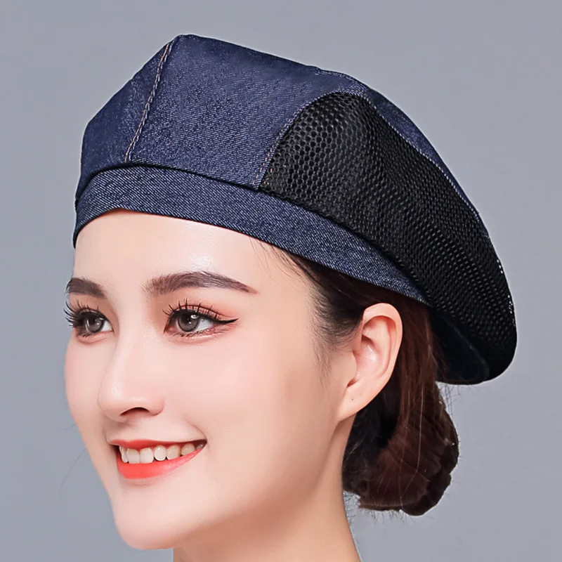 Top Trends: Denim Chef Hats Cafe Bar Waiter Work Caps Breathable Fabric Hotel Bakery Kitchen Hat Beret Shoppable Styles - Image 6