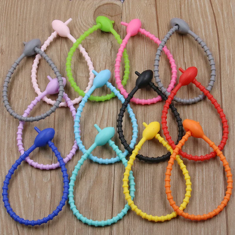 Top Trends: 10Pcs / Lot 13 Color Silicone Reusable Bag Ties Twist Wire Fasten Cable Zip Tie Headset Data Line Wire Universal Magic Tie Shoppable Styles