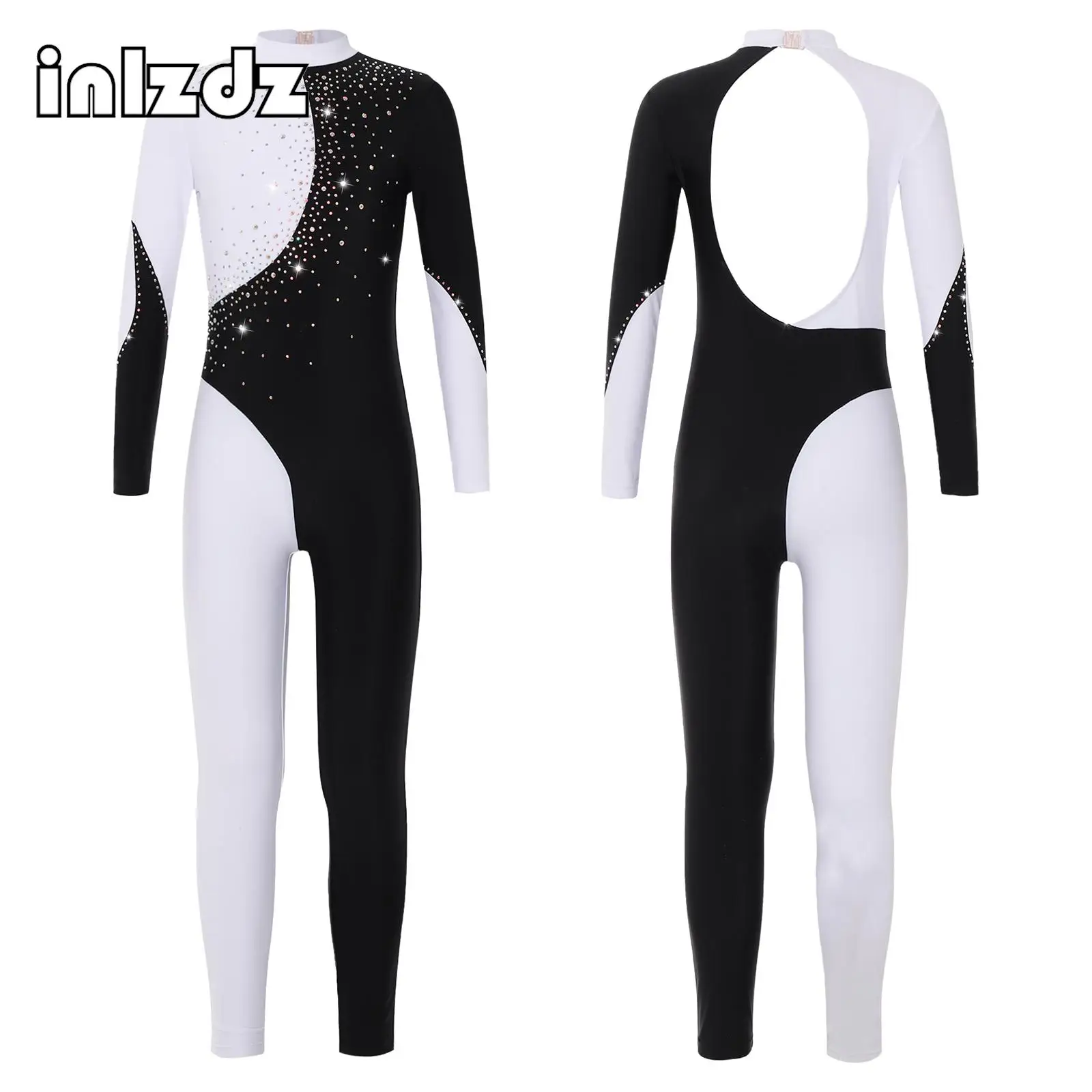 Top Trends: Kids Girls Long Sleeve Shiny Rhinestone Gymnastics Jumpsuit Ballet Dance Unitards Leotard Skating Dancing Tumbling Bodysuits Shoppable Styles