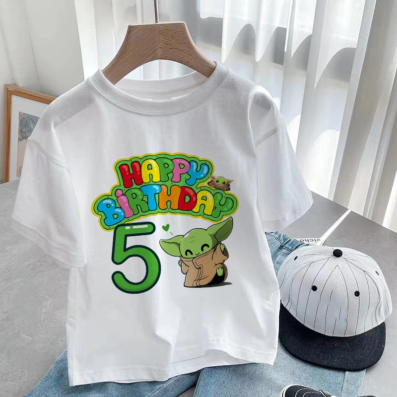 Top Trends: Yoda Children T-Shirt Birthday Number 1-14 Girl Boy Kawaii Cartoons Clothes Kid Fashion T Shirt Little Baby Casual Top Shoppable Styles