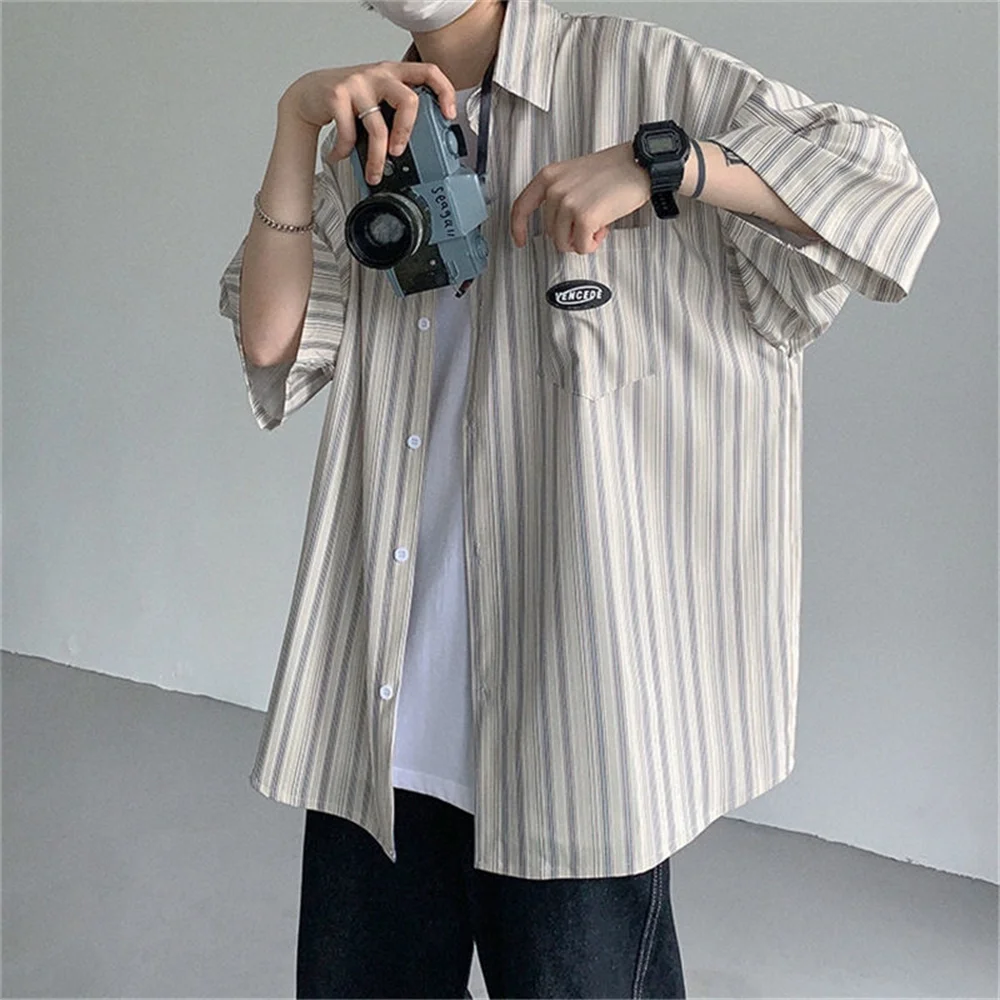 Top Trends: Summer Men's Short Sleeve Striped Shirts 2022 Fashion Print Shirt Mens Blouses Streetwear Brand Loose Casual Shirt Tops Men Shoppable Styles - Image 5