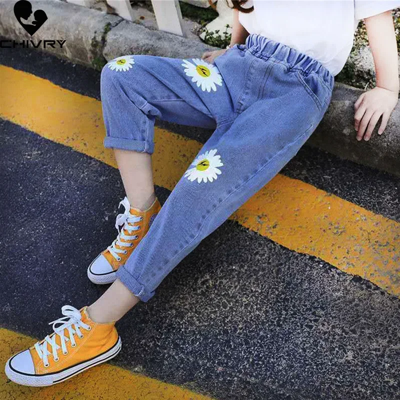 Top Trends: New 2022 Kids Fashion Jeans Long Trousers Pants Girls Classic Denim Flower Embroidery Pants Baby Jeans Spring Autumn Jeans Shoppable Styles - Image 6