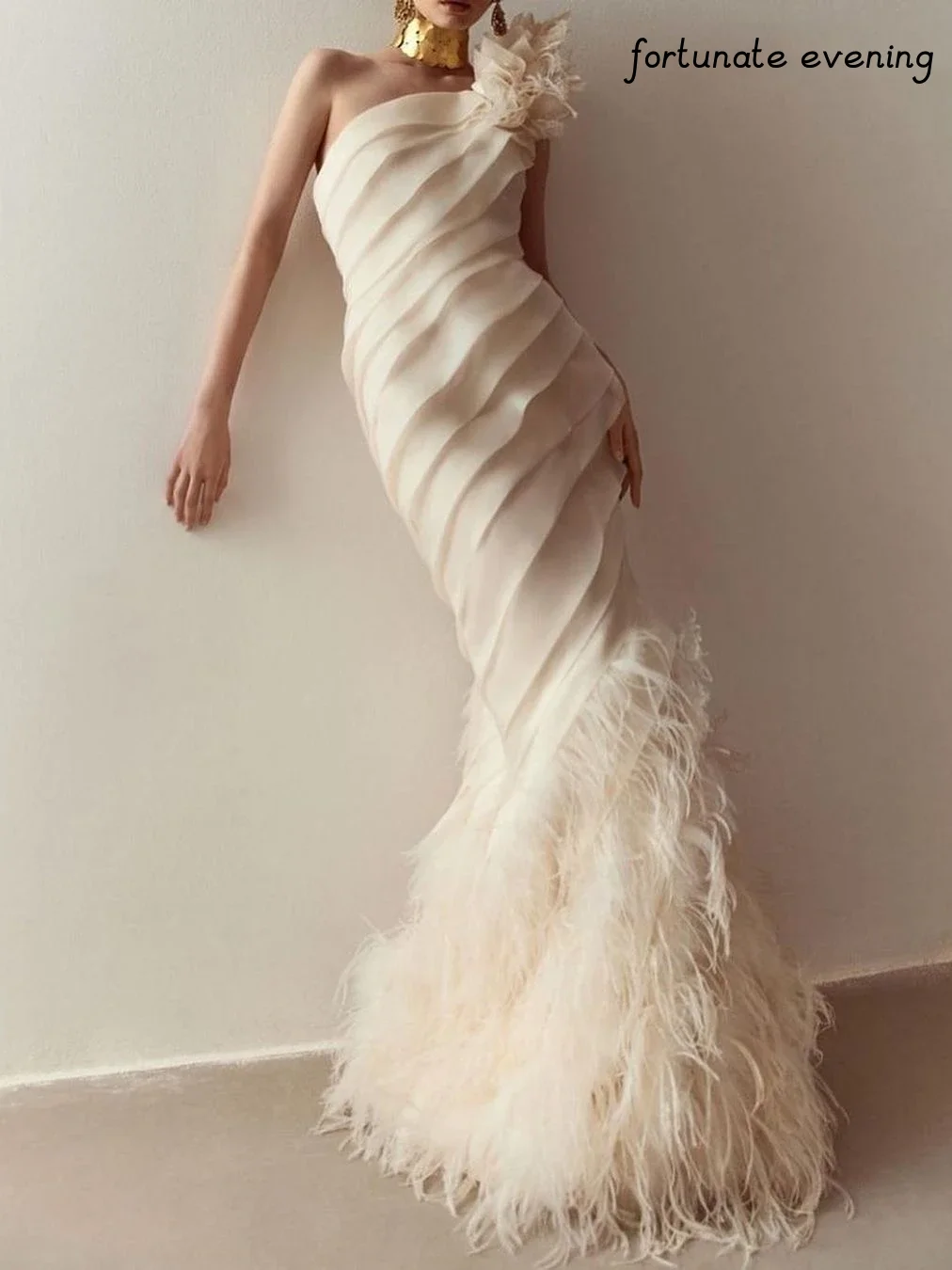 Top Trends: Fortunate Evening Elegant Vintage Mermaid Feather Ruffle Flowers Formal Occasion Wedding Prom Dress Evening Party Gowns Shoppable Styles