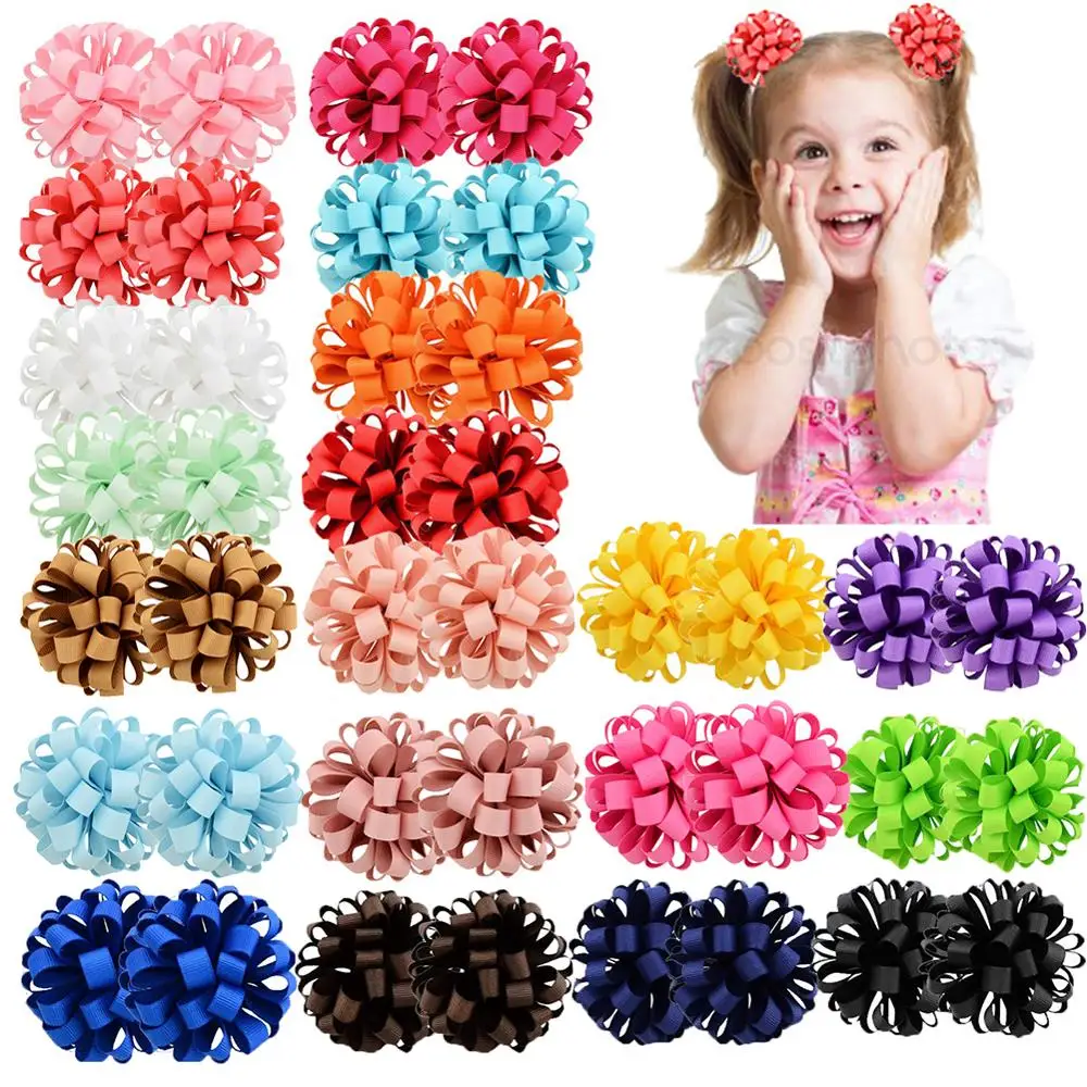 Top Trends: 20Color Inch New Arrival Korean Style Girls Hair Elastics Rope Big Grosgrain Ribbon Flower Elastic Hair Bands Accessories 813 Shoppable Styles