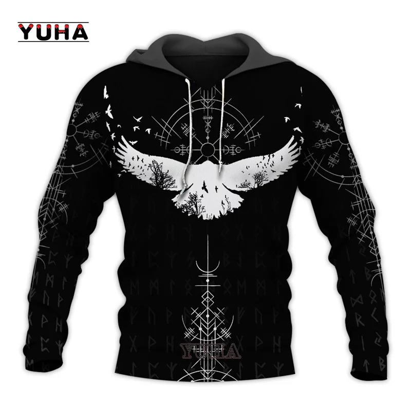 Top Trends: New Viking Tattoo Y2k 3D Printed Men Hoodie Harajuku Fashion Hooded Sweatshirt Street Jacket Autumn Unisex Essential Hoodies Top Shoppable Styles