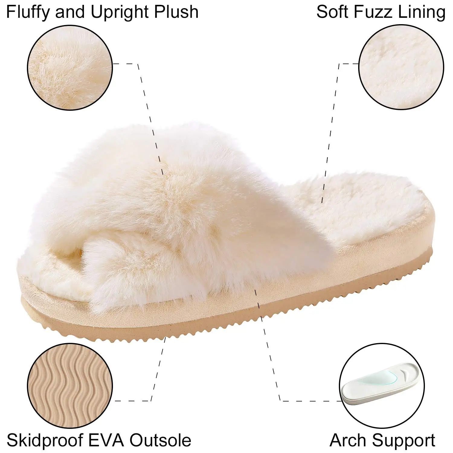 Top Trends: Comwarm New Fashion Furry Slippers Women Winter Cross Fluffy Fur Home Slides Thick Sole Indoor Floor Shoes Ladies Fur Flip Flops Shoppable Styles - Image 6