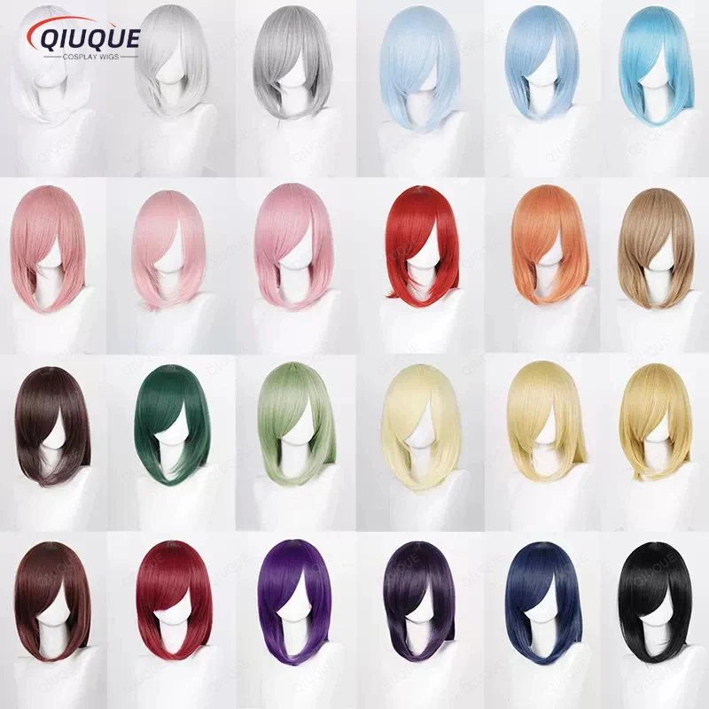 Top Trends: New 40CM Synthetic Cosplay Wig With Bangs Multi Colors Anime Ombre Heat Resistant Synthetic Hair Halloween Wigs + Wig Cap Shoppable Styles