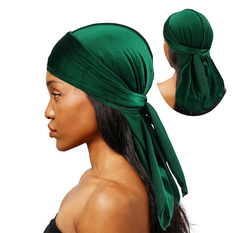 Top Trends: Unisex Men Women Velvet Durags Bandana Turban Do Doo Du Rag Long Tail Biker Headwrap Headband Pirate Hat Hair Accessories Shoppable Styles