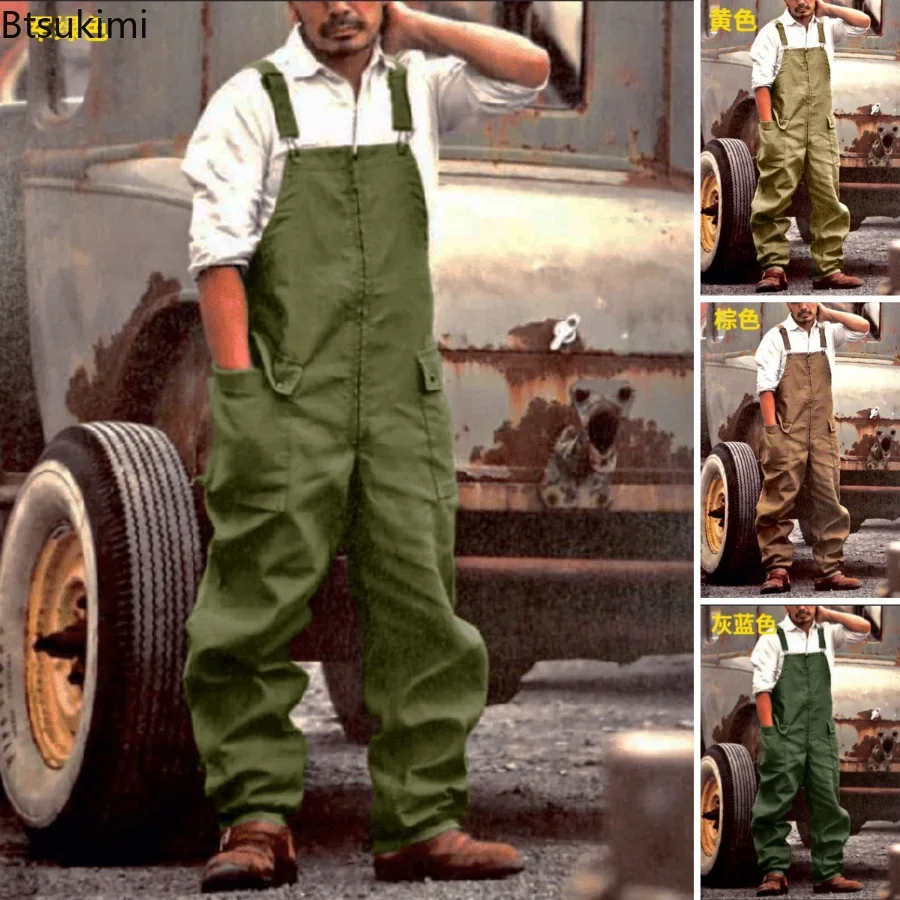 Top Trends: New 2024 Spring Autumn Men&#039;s Jumpsuit Overalls Square Neck Romper Male Large Pockets Long Pants Loose Cargo Jumpsuit Streetwear Shoppable Styles