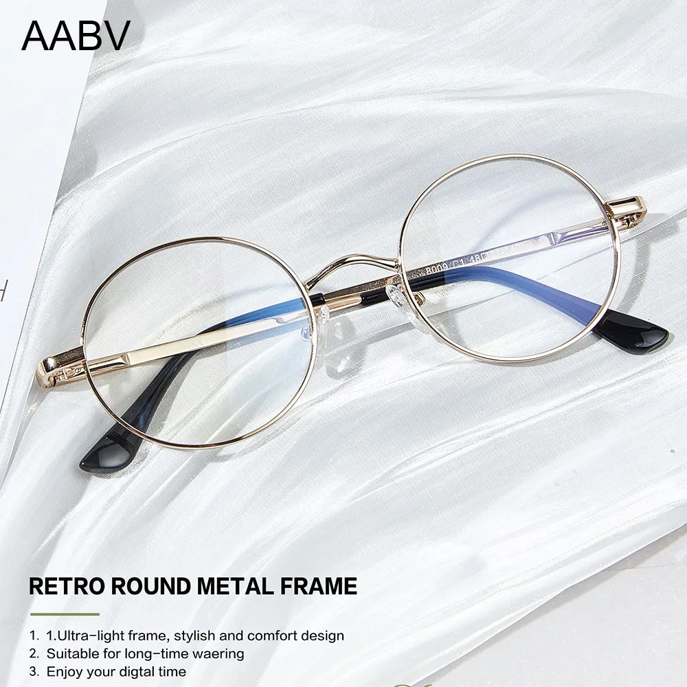 Top Trends: AABV Computer Blue Light Glasses Round Metal Fake Transparent Optical Lenses For Women Men Clear Eyeglasses 8009 Shoppable Styles