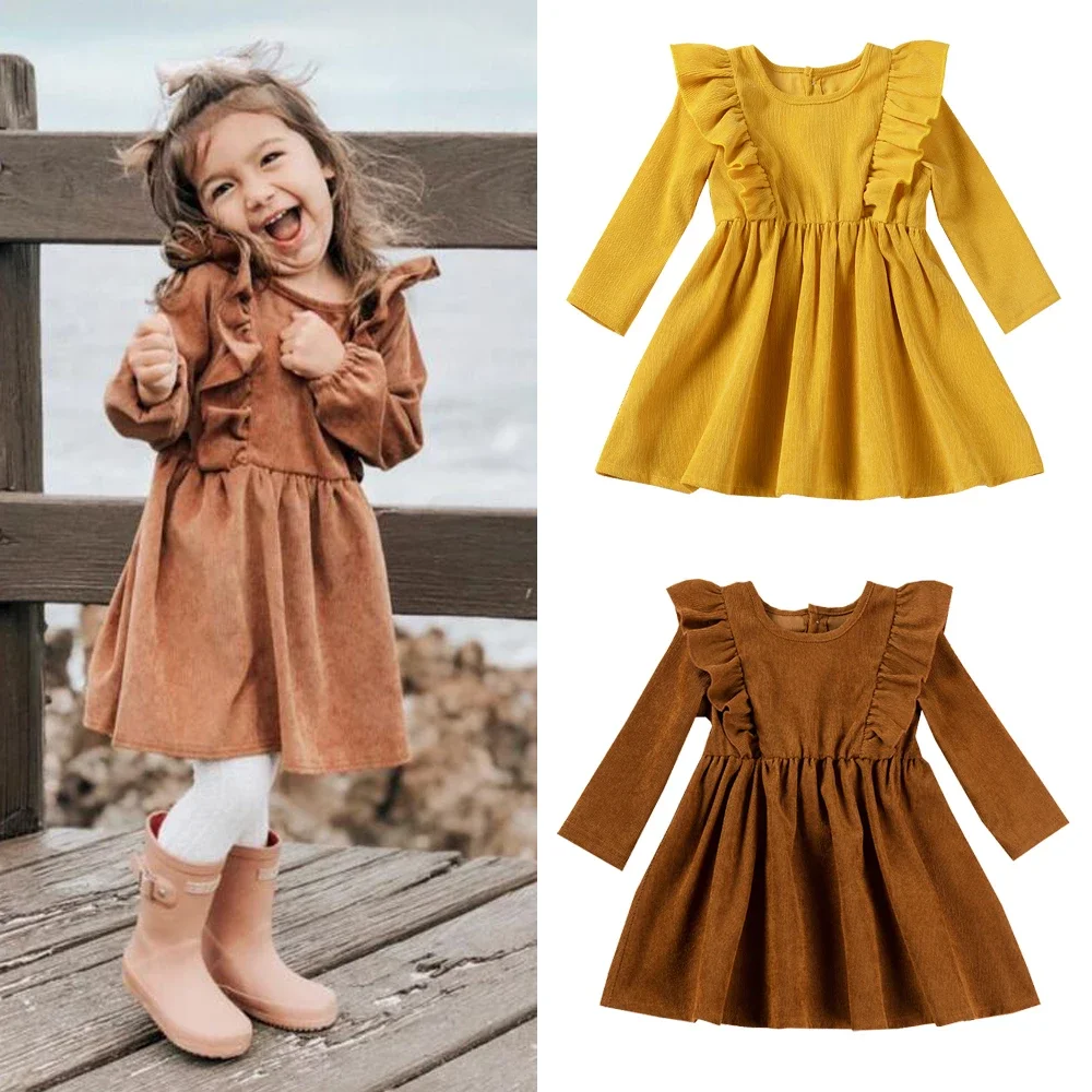 Top Trends: Autumn Toddler Girl Dress Ruffle Winter Long Sleeve Dresses Ruffles Princess Clothes Kids Pleated Fashion Winter Chidlren Dress Shoppable Styles