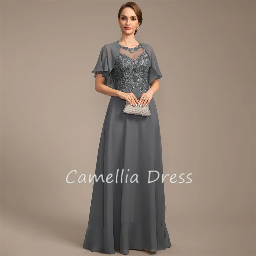 Top Trends: New Scoop Neck Mother Of The Bride Dress Floor-Length Chiffon Lace A Line Formal Dresses Vestidos Mae Da Noiva Casamentos Shoppable Styles