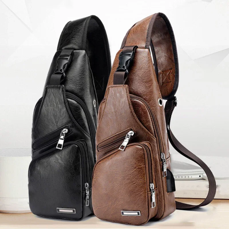 Top Trends: New Mens Fashion Mens Chest For Custom PU Shoulder Bag Diagonal Package Messenger Travel Cross Body Bags Shoppable Styles