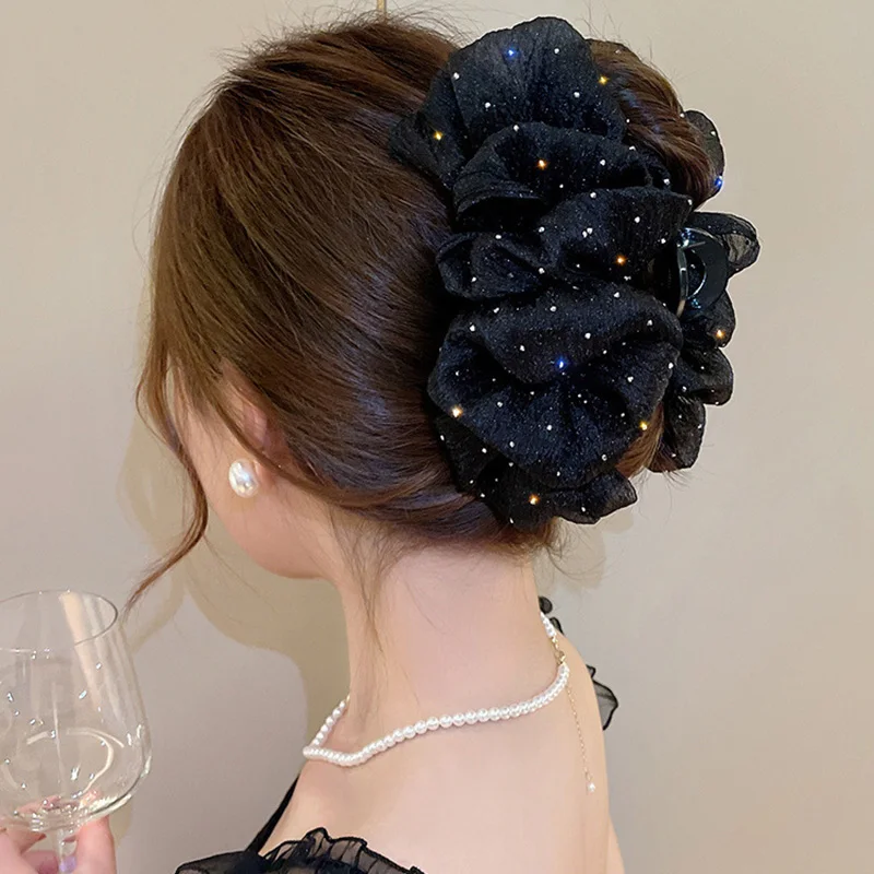 Top Trends: Large Bow Mesh Hairpin Temperament Elegant Women Hair Claw Clips Princess Headdress Fashion Grab Clip Female Hair Accessories Shoppable Styles