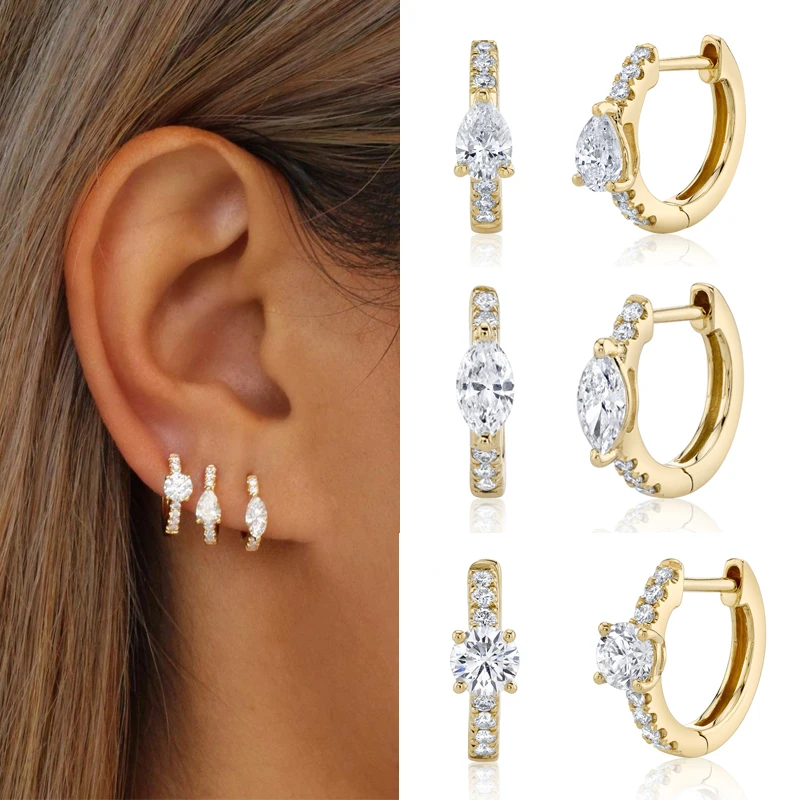 Top Trends: CRMYA Fashion Cubic Zirconia Cz Silver Gold Plated Hoop Earrings For Women Engagement Wedding Trendy Jewelry Shoppable Styles