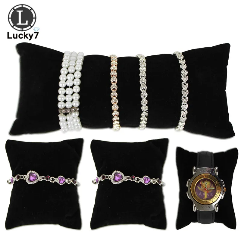 Top Trends: Wholesale Jewelry Pillow Stand Black Velvet Holder Organizer Bracelet Case Bangle Anklet Watch Display Photography Prop Shoppable Styles