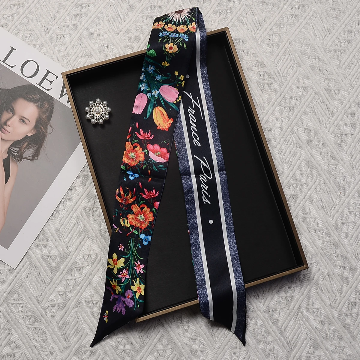 Top Trends: 2023 Brand Design Floral Silk Scarf Fashion Scarf Women Skinny Bag Scarves Girl Wrist Towel Foulard Neckerchief Headband Shoppable Styles - Image 2