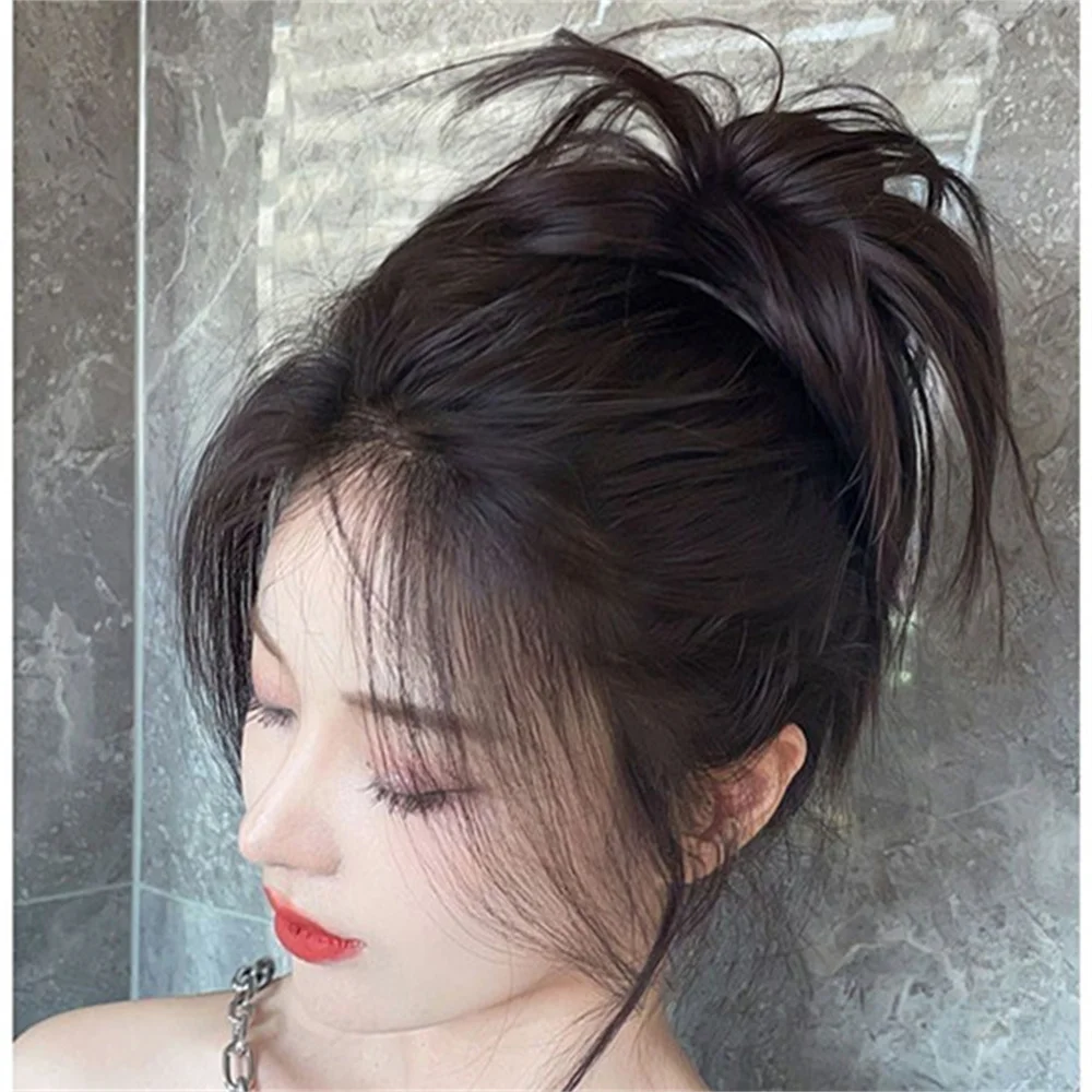 Top Trends: Synthetic Hair Bun Extensions Messy Straight Hair Band Elastic Chignon Scrunchy Wrap Updo False Hair Pieces For Women Hair Ring Shoppable Styles - Image 2