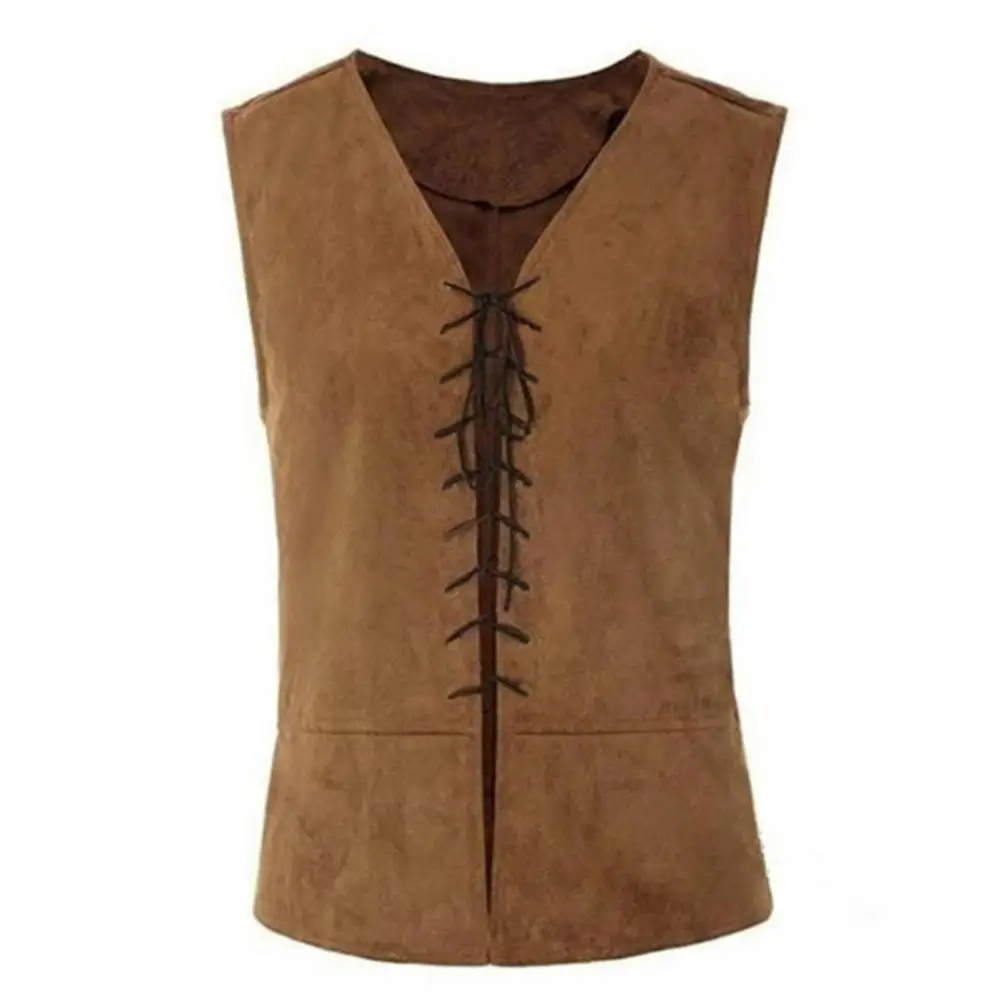 Top Trends: Vintage Men Pirate Vest Medieval Lace Up Sleeveless Cosplay Performance Hallowen Party Role Play Tank Top Shoppable Styles - Image 2