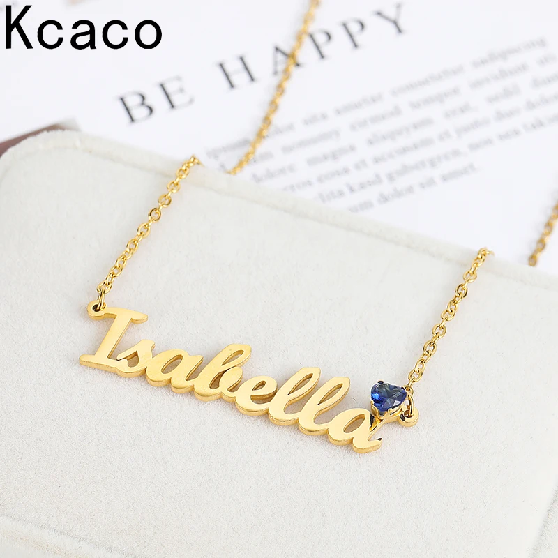 Top Trends: Custom Name Necklace Personalized Birthday Heart Shape Zircon Stone Stainless Steel Letter Pendant Chokers For Women Girl Gift Shoppable Styles