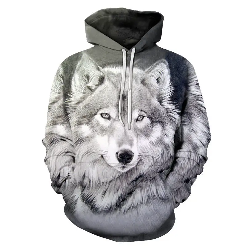 Top Trends: Hot Sale Spring And Summer Men And Women 3d Printing Hoodie Ferocious Wolf Head Anime Pattern Fashion Sweater Hoodie Full Size Shoppable Styles