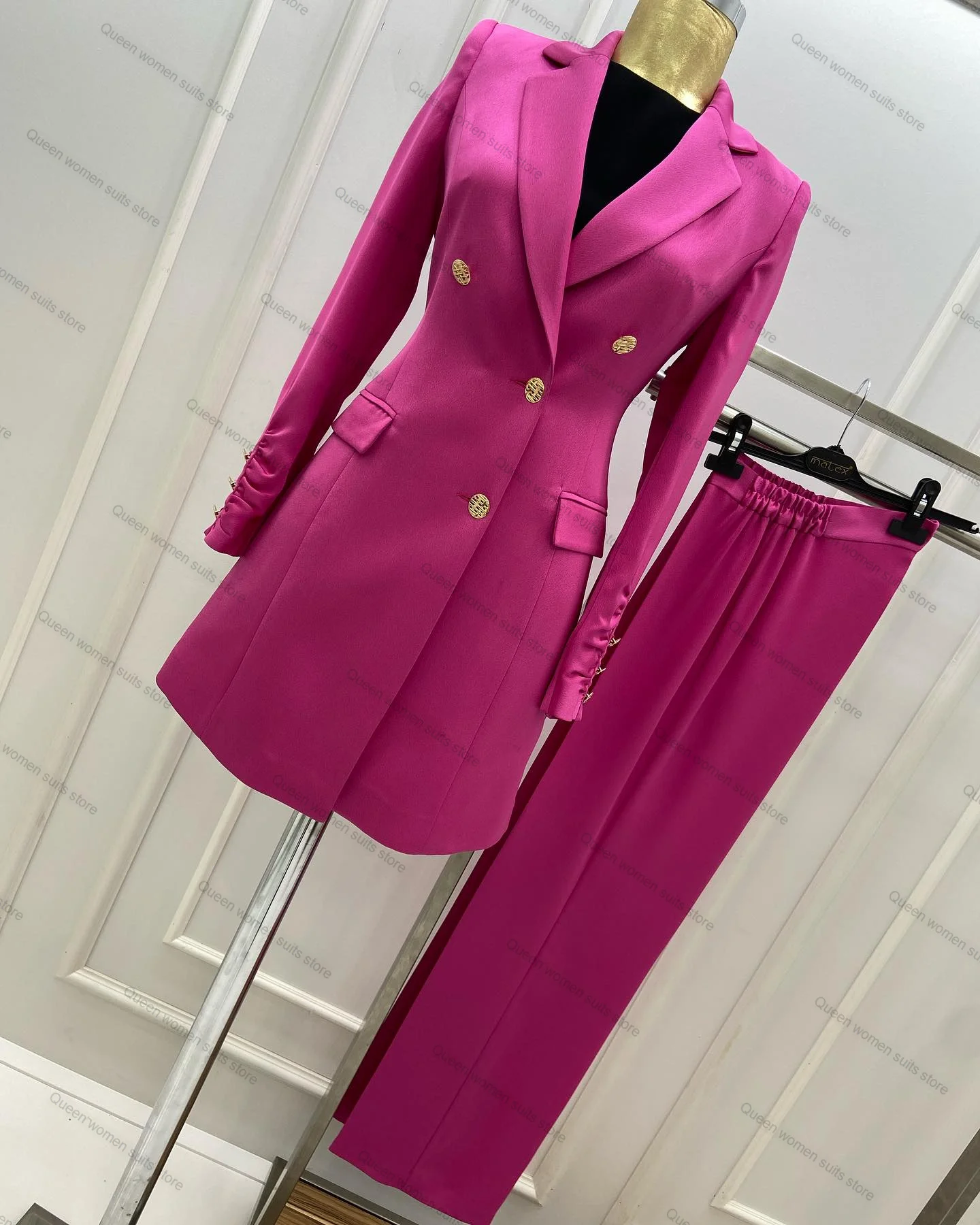 Top Trends: Wedding Women Pants Suits Set 2 Pcs Blazer+ Elastic Waistband Pants Tailored Formal Double Breasted Jacket Prom Dress Shoppable Styles - Image 3