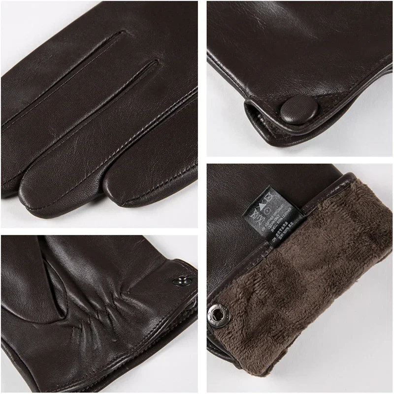 Top Trends: GOURS Winter Real Leather Gloves Men Brown Genuine Goatskin Gloves Fashion Button Soft Warm Driving Mittens New Arrival GSM007 Shoppable Styles - Image 5