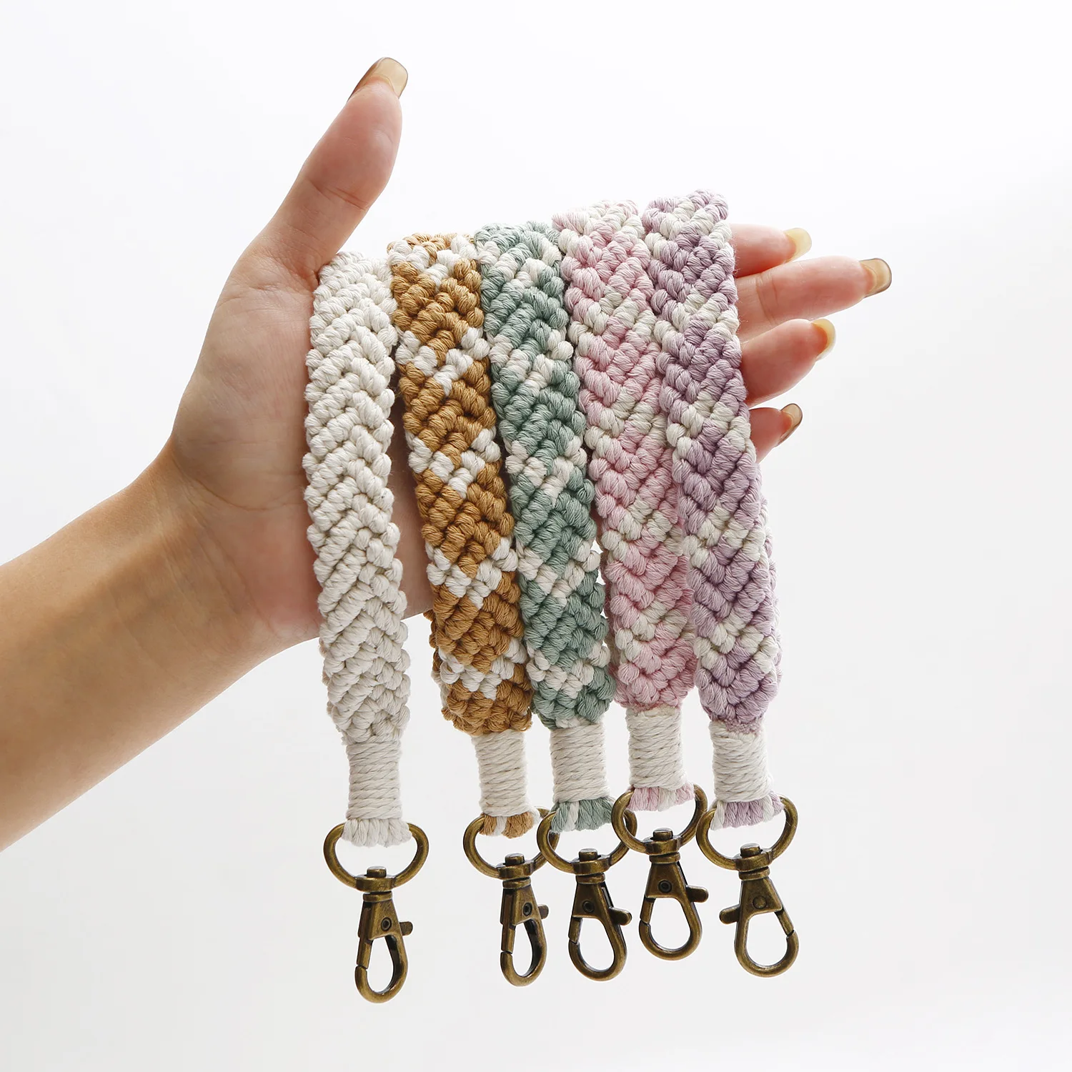 Top Trends: Keychain Boho Braided Macrame Wristlet Bracelet Heart Key Fob Strap Wrist Phone Lanyard Keyring Gift Heart-Shaped Shoppable Styles