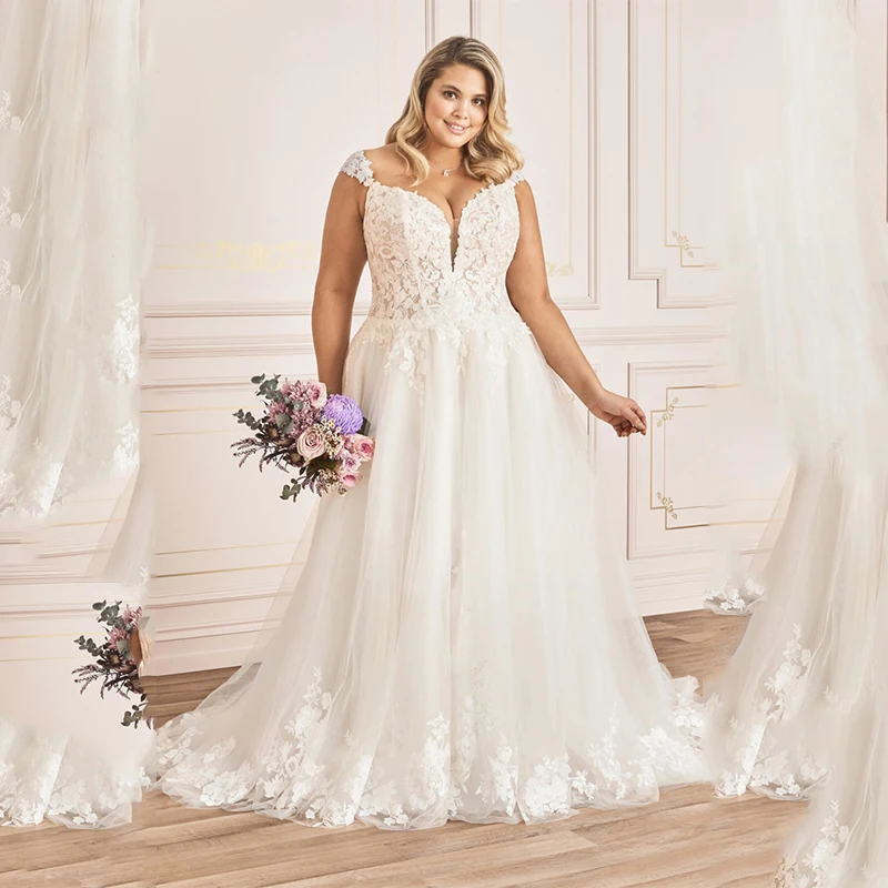 Top Trends: 2023 Plus Size Wedding Dresses For Woman Open Back Lace Sweetheart Neck Bridal Gown A Line Bride Robe Pour Cérémonie De Mariage Shoppable Styles