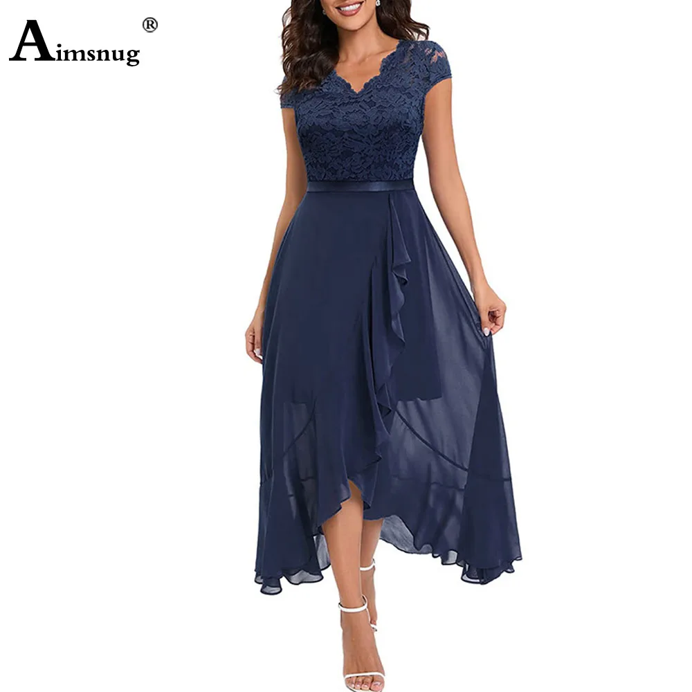 Top Trends: Women Sleeveless Elegant Mid-Calf Dress Large Big Womens High Split Lace Chiffon Party Dresses Female A-line Dress Clothing 2023 Shoppable Styles