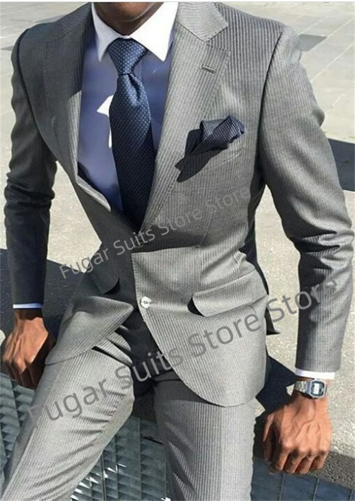 Top Trends: Handsome Gray Corduroy Wedding Suit For Men Slim Fit Notched Lapel Groom Tuxedos 2 Pieces Sets Elegant Male Blazer Costume Homme Shoppable Styles