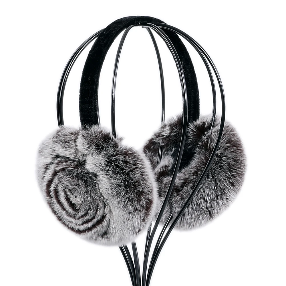 Top Trends: Natural 100% Rex Rabbit Fur Earmuff Women&#039;s Autumn And Winter Warm Earmuffs Ear Cover Ear Warmer Ear Muffs Winter Rose Flower Shoppable Styles